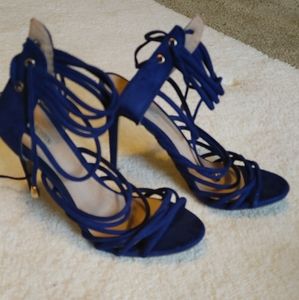 Dark Royal Blue Suede Heels